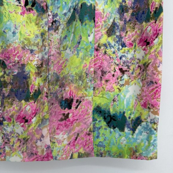 3/$25 Gibson Latimer Floral Pencil Skirt 8 Peplum Abstract Pink Green - Picture 7 of 8